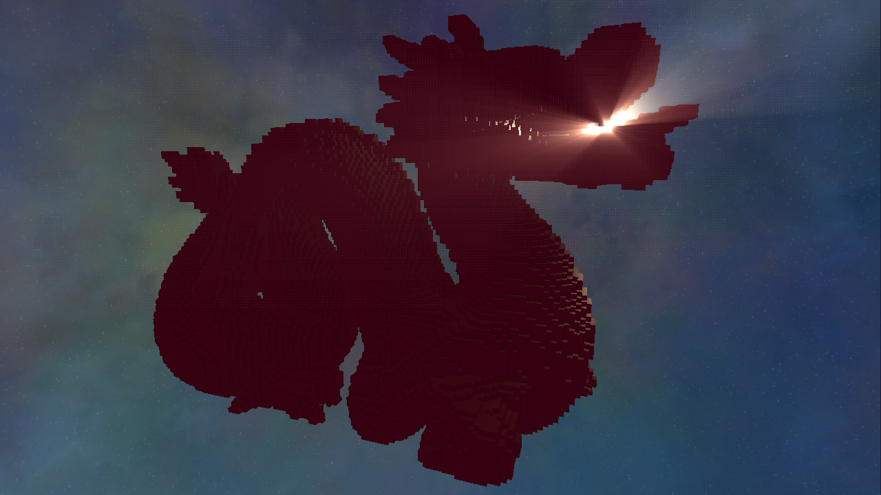 A voxelized model of a dragon